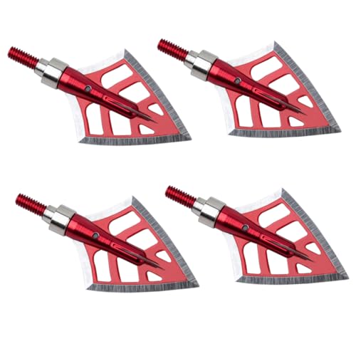 BRIGHTFUFU Precision Broadheads 4 Pack Stainless Steel Fixed Broadheads Screw Thread for/Fiberglass Arrow Compatible