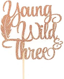 Atelier Elegance Young Wild and Three Cake Topper, Wild Party Decoration, 3rd Birthday Cake Topper