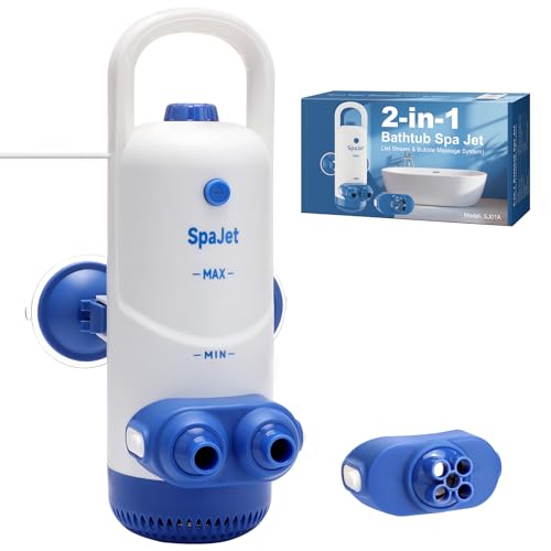 Bath Jets for Tub with Jet Massage and Bubble Mode, Bathtub Jets for Tub with 360° Rotatable Single and Dual Nozzles, the Lever-lock Suction Cups, and Handle. Jets for Bathtub at Home for Relaxation
