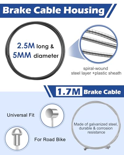 Zacro AKZACK0101 62Pcs Bike Brake Cable Kit, Professional Bicycle Shift Derailleur Cable Housing thumb #1