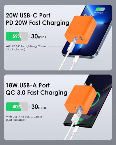 Image of [2 Pack] 20W USB C Charger Block Fast Charging Multiport Adapter