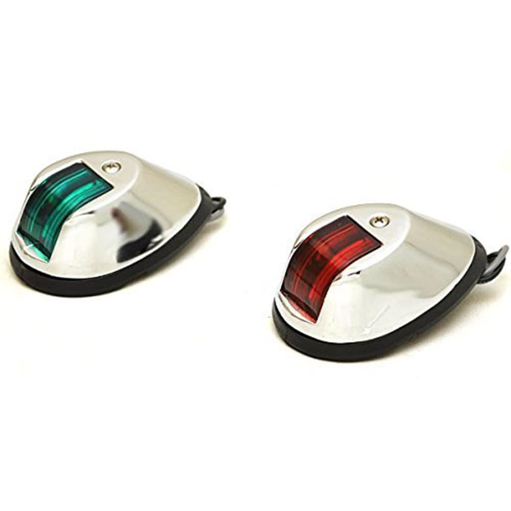 SIKUAI 1 paio di luci a LED per navigazione di barche marine da 91 * 59 * 35 mm, in acciaio inossidabile, verde e rosso per barche da pesca, pontoni da turismo