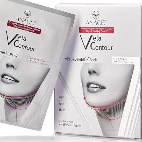 Anacis Facial Mask - Works for V-line Neck Chin Jawline - Fine Lines - Neck Wrinkles - Sagging Skin - for Women and Men - 5 Face Masks Cover