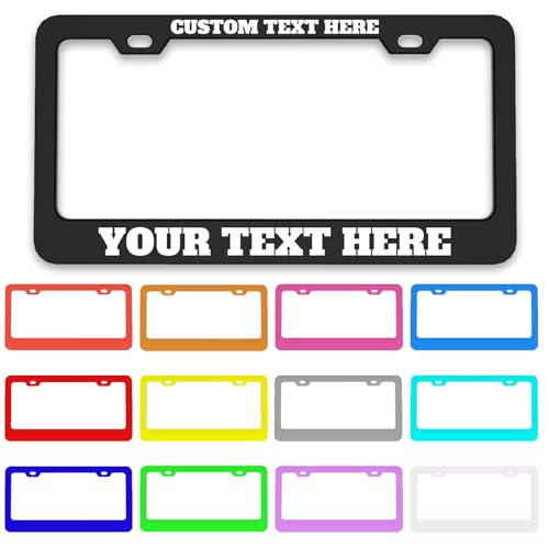 Custom License Plate Frame Personalized - Premium Metal Car Tag with Your Text, 12x6 Inch Customized Auto Plates, Rust-Proof License Plate Frames for Cars/Trucks/SUVs (Placas para Carro)
