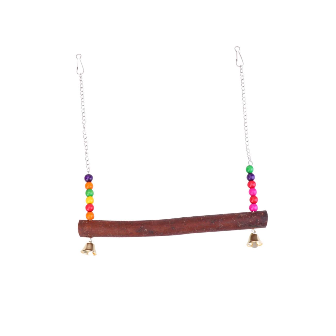 SUPVOX Parrot Hanging Swing Natural Wooden Suspension Bridge with Beads Playground for Birds Safe and Fun Activity for Parrots Conures Budgies and More