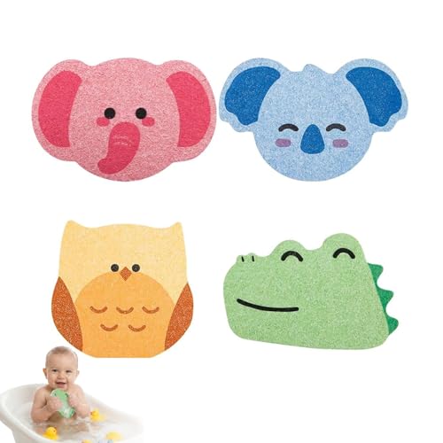 4 Pcs Baby Bath Sponges Animal-Shaped Natural Massage Sponges for Newborns and Toddlers Soft Baby Skin Kids Bath Shower Sponges for Gentle Cleansing Infant Bath Sponge Set for Daily Use