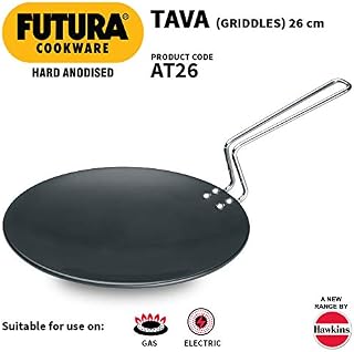 Futura L52 Hard Anodised Concave Tava Griddle, 10-Inch, 4.88 with Steel Handle, 26