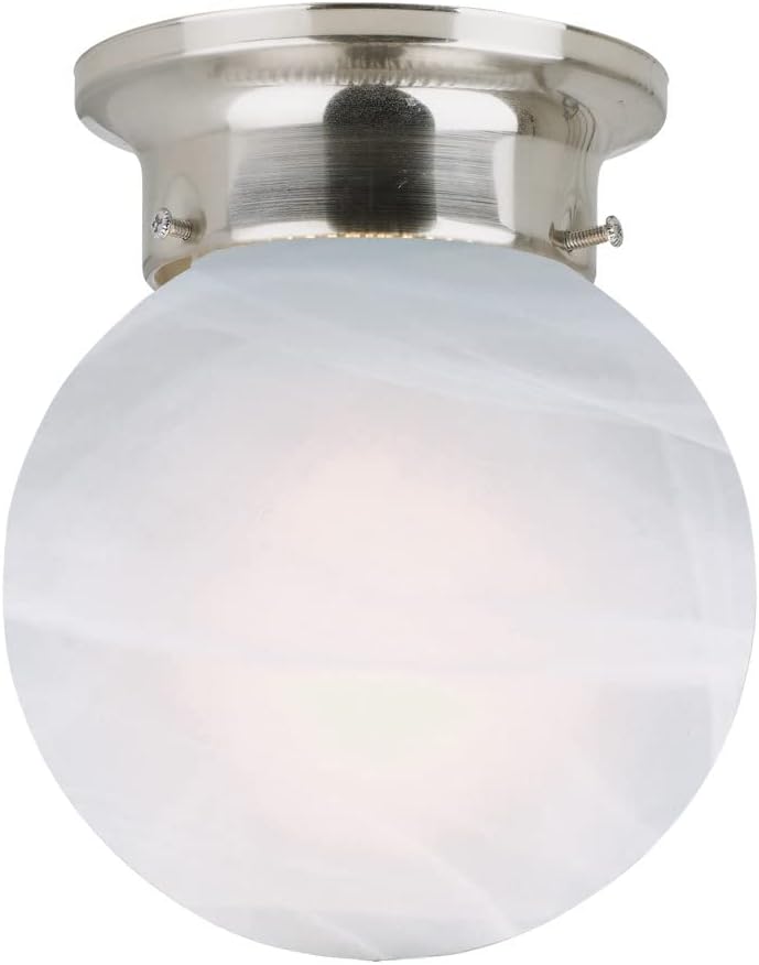 Design House 511592 Millbridge 1-Light Ceiling Mount, 6.75-Inch by 6-Inch, Satin Nickel, No Pull Chain