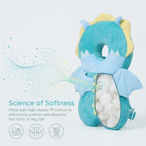 Image of Baby Head Protector Backpack - Soft & Lightweight Head Protection Pad for Bebe Walking and Crawling(Dragon)