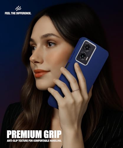 Image of WOW IMAGINE Back Cover for Motorola Moto G35 5G | Ultra Slim Flexible Non-Slip Grip | Inner Fabric | Metal Camera Ring & Lightweight Soft Silicone Mobile Case - Blue