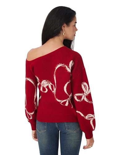 CIDER Off The Shoulder Sweaters for Women Bowknot Long Sleeve One Shoulder Fall Sweaters Knit Pullover Sweater Trendy4
