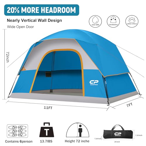 Image of CAMPROS CP Tents for Camping 2 /4 /6 Person, Waterproof Windproof Dome Tent