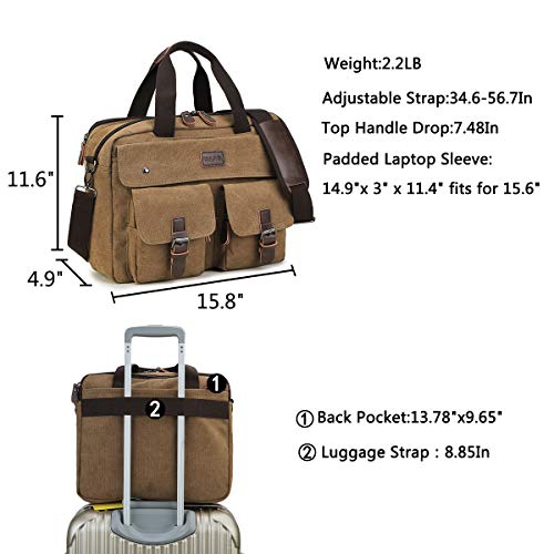 Ravuo Messenger Bag, 15.6 Inch Laptop Briefcases For Men Water Resistant Canvas Travel Laptop Bag Large Business Office Computer Satchel Bag Brown #TOP1