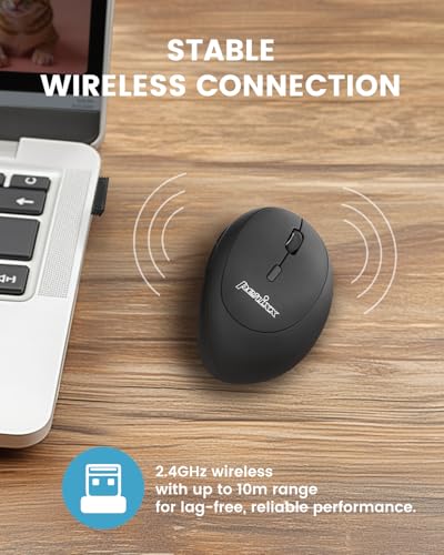 Ratón vertical inalámbrico Perixx PERIMICE-719RX recargable de 2.4 GHz negro con base 3