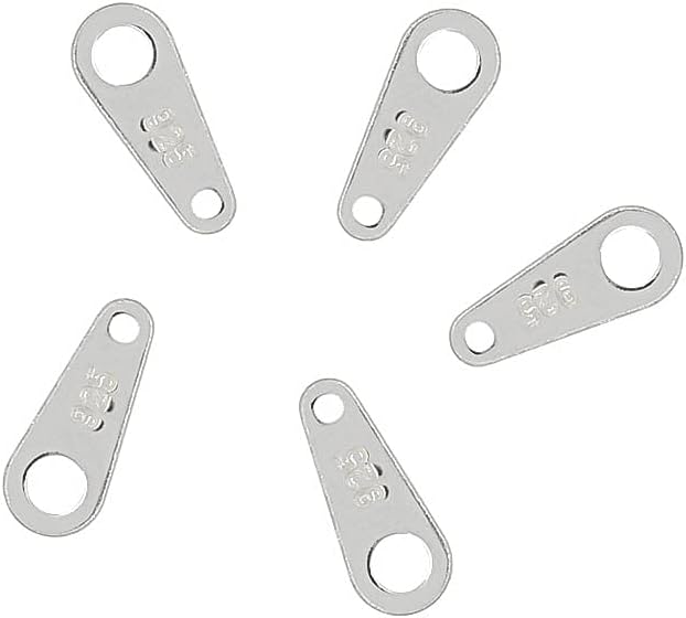 egemmall 12PCS Sterling Silver Necklace End Tag Connector Beads 3.5x8.5mm