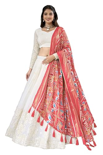 Image of TRENDMALLS Georgette Embroidery Sequence Work Lehenga Choli Unstitch Blouse With Dupatta For Women (New-Bridal-Latest-Wedding-Sequnce-Lehenga-Designer)