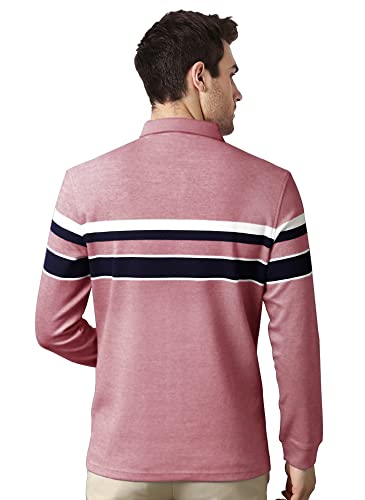 Image of EYEBOGLER Men Regular Fit T-Shirt (M-T414-As17Pbmdnwh Peach Blossom Melange Dark Navy White M)