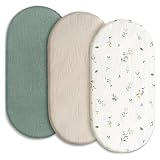 Neuytiky Lot de 3 draps-Housses,100% Mousseline de Coton, protège-Matelas pour Parc,Micro...