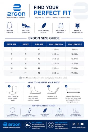 Image of Ergon Denver Genuine Leather Men's Formal Slip-On Shoes | Available in Black, Tan & Tan Napa | Cushioned Comfort | Office, Business Sizes UK 6-11