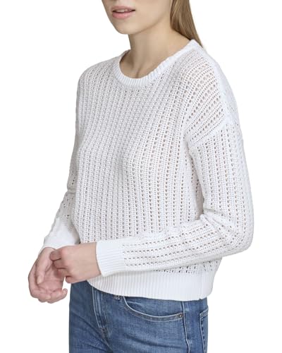 Image of DKNY Women's Essential Open Stitch Crew Neck Jeans Sweater