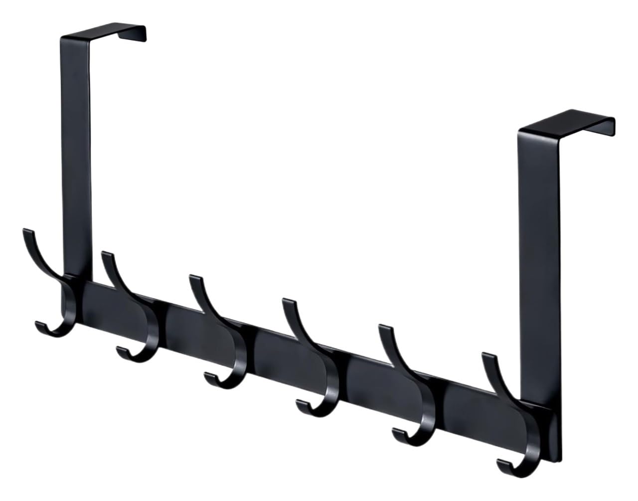 Sunrrafck Black 1Pcs 6-Hook Over Door Hanger, Sturdy Towel Rack For Bathroom, Bedroom, Kitchen