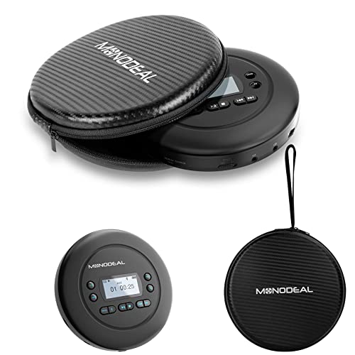 Cd Player Portable With Round Carrying Case, Monodeal Bluetooth Cd Player, Rechargeable Compact Small Walkman Cd Player With Headphones For Car And Personal Use #TOP3