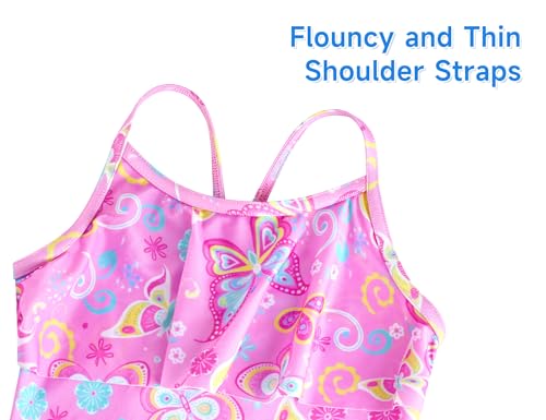 Image of Girls Tankini Swimsuit UPF50+ Ruffle 2 Piece Bathing Suit Full Coverage Kids Swimwear Ages 2-14 Years