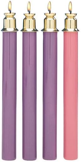 Miniatura 1 de CB Church Supply Will & Baumer - Juego de 4 velas de Adviento de tubo de avance automático, color morado y rosa
