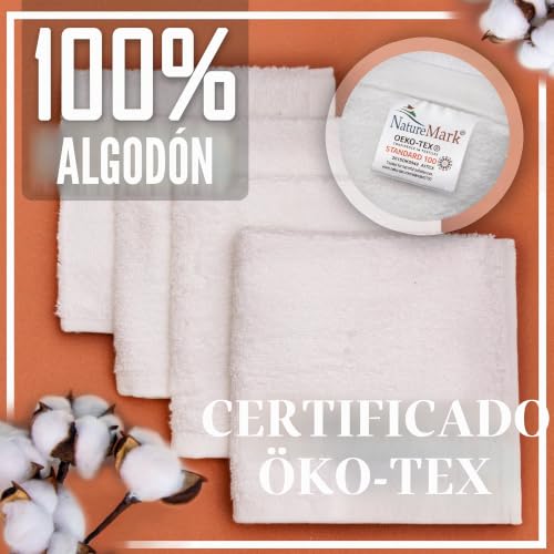 Miniatura 6 de Naturemark Juego De 10 Toallitas De Rizo Para Cara Y Manos 100 Algodón, Suaves Y Absorbentes 30 30 Cm, Blanco