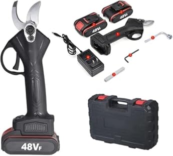 Foto di SQUADO Forbici Elettriche da Potatura, 48V, Lama 30mm, 2 Batterie, Valigetta Inclusa