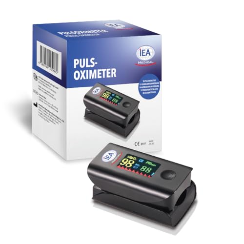 IEA Medical Pulsmesser, Pulsoximeter, Sauerstoffsättigung Messgerät, Finger-Pulsoximeter für Sauerstoffsättigung und Pulsfrequenz, Tragbares Oximeter für Erwachsene