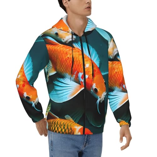Sweat à capuche avec fermeture éclair et cordon motif poissons koï