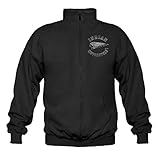 lang haltender Druck P-T-D Indian Motorrad Chopper Bike schwarz Stehkragenjacke (XXL)
