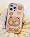 TUFTA Kawaii 3D Teddy Bear Phone Case for iPhone 12 mini / 13 mini (with Stand and Grip) Cute Girly Cartoon Animal Phone Cover for Girls, Boys, Kids, Teens, and Women, Tan