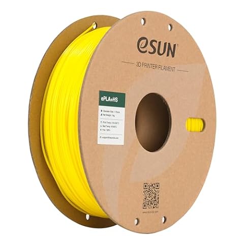 eSUN PLA+ Filament 1.75mm, ePLA+HS High Speed 3D Printer Filament Dimensional Accuracy +/- 0.03mm, 1KG Spool (2.2 LBS) Speedy PLA Plus Filament for High Speed Printers, Yellow