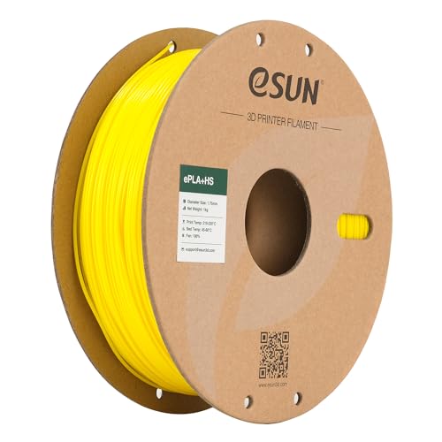 eSUN PLA+ Filament 1.75mm, ePLA+HS High Speed 3D Printer Filament Dimensional Accuracy +/- 0.03mm, 1KG Spool (2.2 LBS) Speedy PLA Plus Filament for High Speed Printers, Yellow