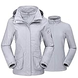 CAMEL CROWN Womens Waterproof Ski Jacket 3-in-1 Windbreaker Winter Coat Fleece Inner for Rain Snow Outdoor Hiking