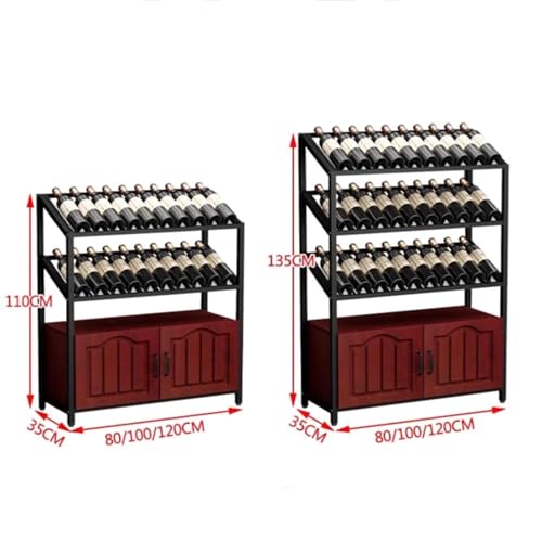 Soporte para botellas de vino con gabinete y estantes de madera miniatura 6