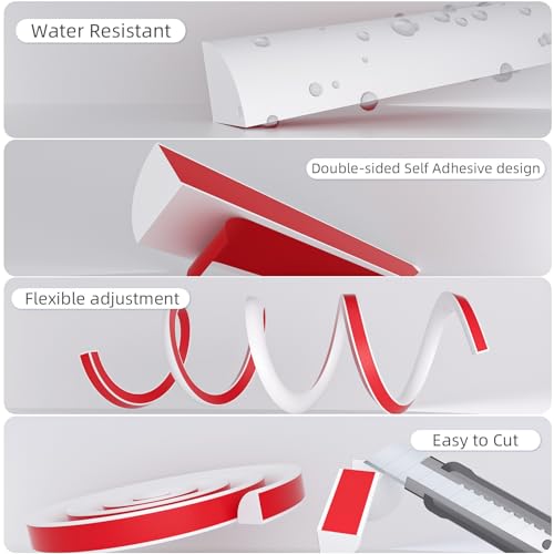 Flexible Quarter Round Molding,78Inch Self Adhesive Peel and Stick Silicone Rubber Quarter Round Trim Molding for Wall Edge Corner, Cabinet Edge, Countertops - Thumbnail 5