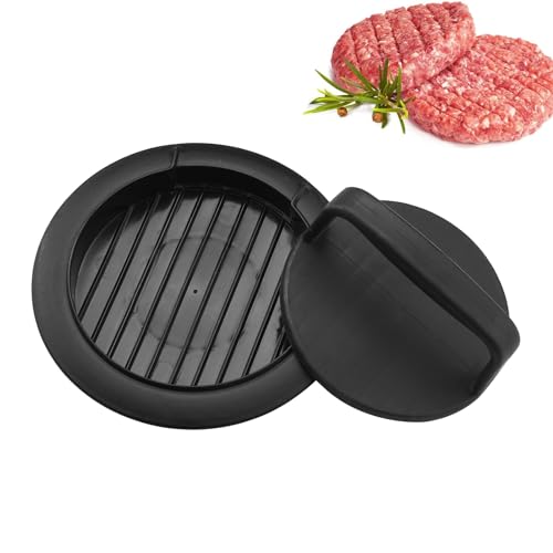 HiempTru Burger Press Patty Maker, Round Non-Stick Stuffed Hamburger Press Accessories Smashed Hamburger Press Patty Burger Meat Sausage Beef Maker Mold Kitchen Gadgets for Grilling (1 Pack, Black)