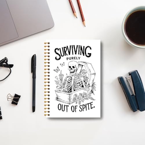 Carnet gothique à spirale avec motif squelette pour l'écriture et les notes de bureau - 4