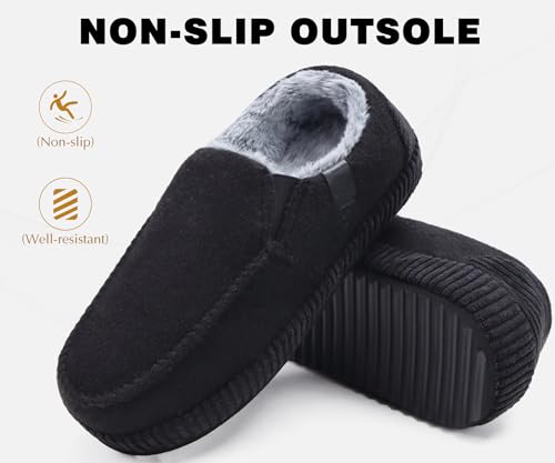 Image of ONCAI Mens Clog Slippers with Arch Support Stripe Faux Fur Cotton-Blend High-Density Memory Foam Warm House Slippers Slip-on Indoor Outdoor Rubber Sole Size 7-16