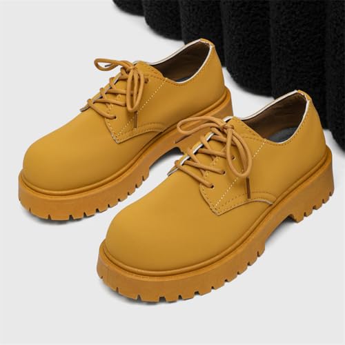 Mens Durable Toe Protective Work Shoes, Oxford Leather, Stylish Dress, Non - Slip, Resistant, Thick - Soled Height - Increasing and Comfortable Casual Walking Shoes for Men4