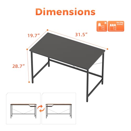 Image of Mericonia 32x20 Inch Computer Desk, 0.6 inch Thick Small Office Table | Modern Simple Style, Small Study & Writing Table for Home Bedroom Work, Black