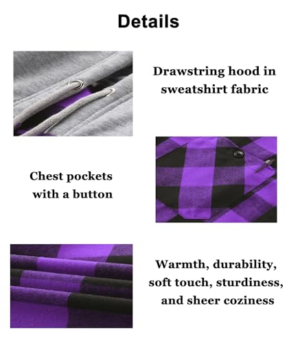 Image of Hooded Flannel Shirts for Men Plaid Long Sleeve Flannel Jacket Hoodies