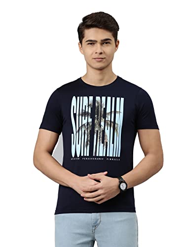 Image of Dixcy Scott Mens Typography Print Regular Fit Round Neck Cotton Tshirt (Pack of 1)