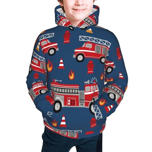 Fire Truck 1 Kid Hoodies Boys Sweatshirts Girls Pullover with Pocket3