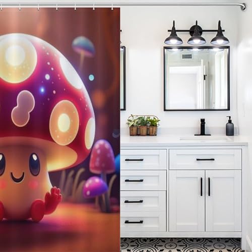 Rideau de douche anti éclaboussure en tissu polyester champignon