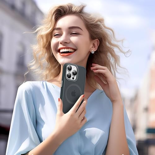 Image of KARWAN Polycarbonate Beam Magnetic Protective Cover Compatible with iPhone 15 Pro Camera & Body Protection|Anti Shock,Scratch Resistant|Precise Cutouts Modern Design|Wireless Charging (Grey)