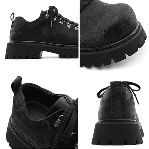 Men's Retro Platform Oxford Shoes Classic Round Toe Lace Up Comfort Chunky Heel Non-Slip Lug Sole Dress Shoes Heightening Derby Shoes2